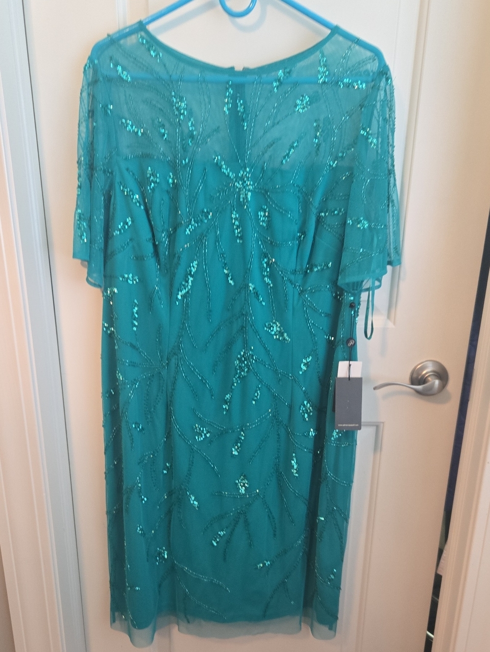 Adrianna Papell Teal Sequin Midi Dress
